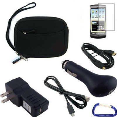 Gizmo Dorks Super Bundle with Case (Black) with Carabiner Key Chain for the Archos 43 Internet Tablet