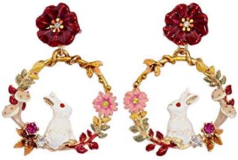 Maybesky Stud Earrings Glazed Cosmos Earrings Earrings 925 Silver Needle Women's Accessories Women's Clip-on Earrings Girls Fairy Tale Series Pendant Elegant (Color : Stud)