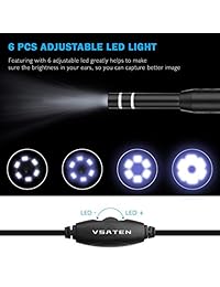 USB Otoscope, VSATEN Digital Ear Endoscopio 720HD Cámara de inspección de oídos con 6 luces LED ajustables para USB C y Micro USB Android Smartphone Tablet, Windows y Macbook OS Computer