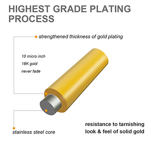 Adecco LLC Gold Chain Necklace, Ultra Luxury Look& Feel Real Solid 14k Gold plated Curb Fake Chain Necklace 10mm