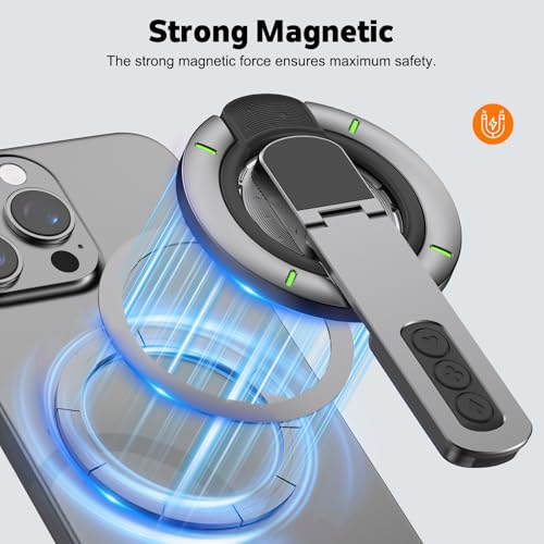 for MagSafe Ring Stand, Double-Sided Magnetic Phone Grip with 360° Finger Ring Holder, Phone Stand Kickstand Compatible with iPhone 17/16/15/14/13/12 & Samsung