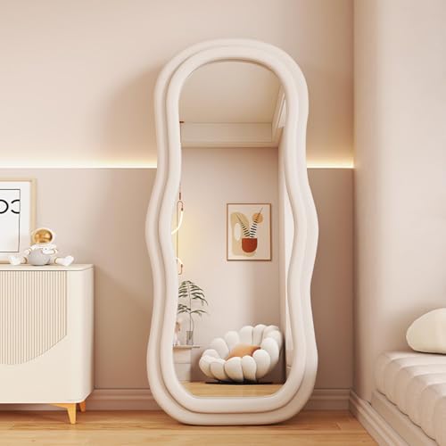 Full Length Mirror, HD Floor Standing Rounded, Wall Mount with Wooden Frame, Living Room Entrance Dressing Clothes Mirror (Style-M3)