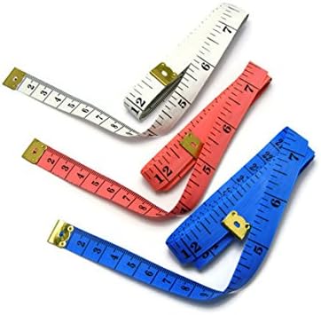 BUMOS 3Pcs Soft Tape Measure 60 Inch/150 cm Soft Cloth for Sewing Tailor Cloth Ruler Assorted Colours,Blue White Pink (HC8)