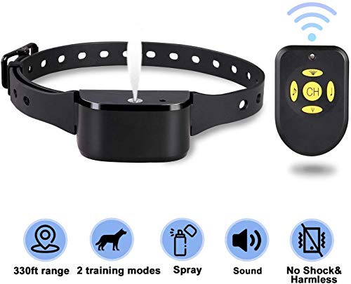 Zeonetak Dog Training Spray Bark Collar with Remote,2 Modes Citronella Control Stop Barking Collar for Dogs Large Medium Small, Adjustable Rechargeable Waterproof No Shock Harmless&Humane, 330ft Range