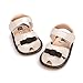 Kuner Baby Girls Cotton Bowknot Rubber Sole Non-Slip Outdoor Toddler Summer Sandals First Walkers Shoes (12cm(6-12months), Beige)