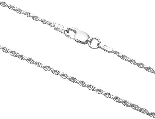 1.5mm Sterling Silver Diamond Cut Rope Chain .925 Italian Necklace 7,16,18,20,24,30 Inches (24 Inches)