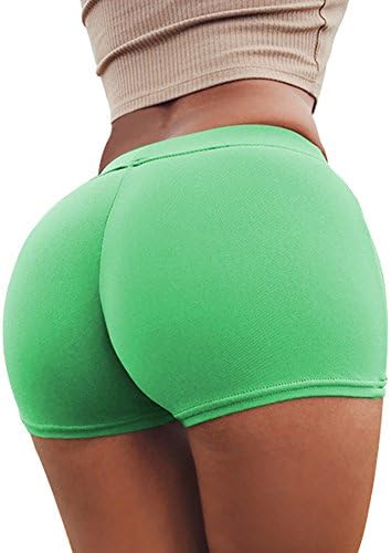 SportsWell Women Fitness Stretch Underwear Butt Lifter Boy Short Panties Shapewear Fluorescent Green L