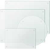 Murrey Home Glass Cutting Board Set for Kitchen Counter, Tempered Glass Chopping Boards Dishwasher Safe, Small Round Clear Countertop Tray, Set of 4