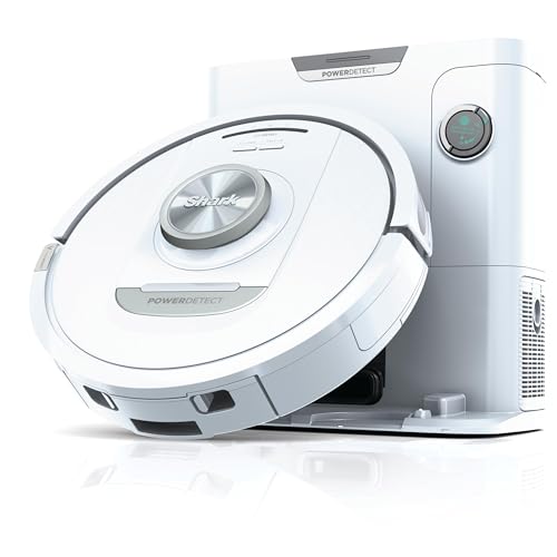 Shark PowerDetect Saugroboter selbstleerend mit 3D- & LiDAR-Navigation, Anti-Allergen- & Anti-Geruch-Basis, NeverStuck-Hindernisumgehung, für Teppiche, Hartböden & Tierhaare, Weiß AV2820VEEUWH
