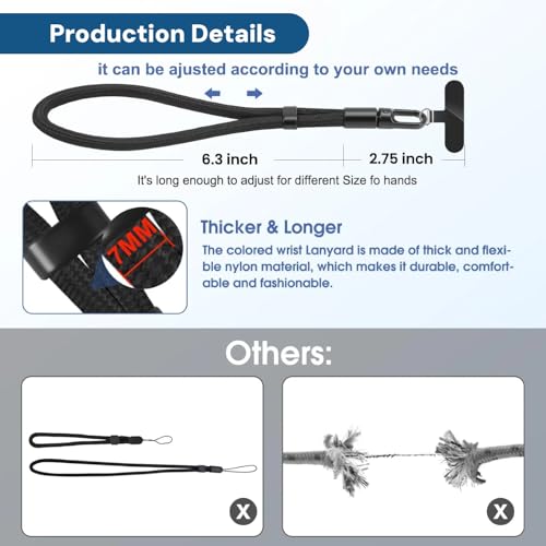 2PCS Hand Wrist Strap Lanyard - Adjustable Cell Phone Strap Hand Wrist Strap Lanyard with Tether Tabs for Smartphones for Women and Men, One Size