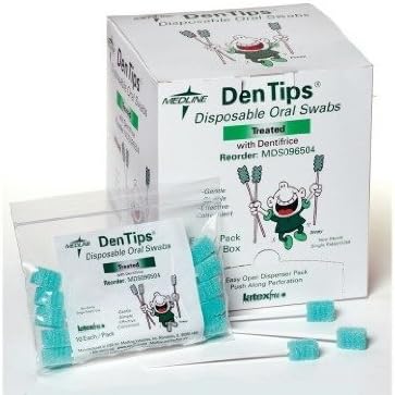 Medline MDS096504 DenTips Oral Swabsticks, Green Case of 1000