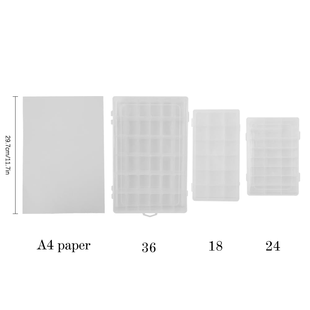 OALCQ 24 Grids Plastic Organizer Box With Dividers Clear Craft Storage Bead Organizer Box Earring Travel Pill Jewelry Organizers Storage Boxes Screw Seed Small Parts Hair Tie