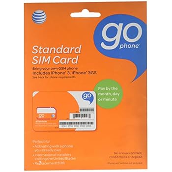 Amazon Com Att At T Go Sim Card For Gsm Prepaid Cell Phone