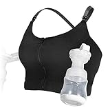 Breast Pump Bra, Momcozy Velcro Hands Free Pumping & Nursing Bra(Large)