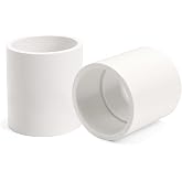 2Pack 2 Inch White PVC Pipe Coupling, Socket x Socket, Schedule 40 Heavy Duty Slip Connectors for DIY Garden Support, Sprinkler System (2 Inch)