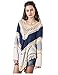 Umgee Women's Crochet Lace Fringe Boho Bohemian Blouse Top Frayed Blouse (Large, Navy)