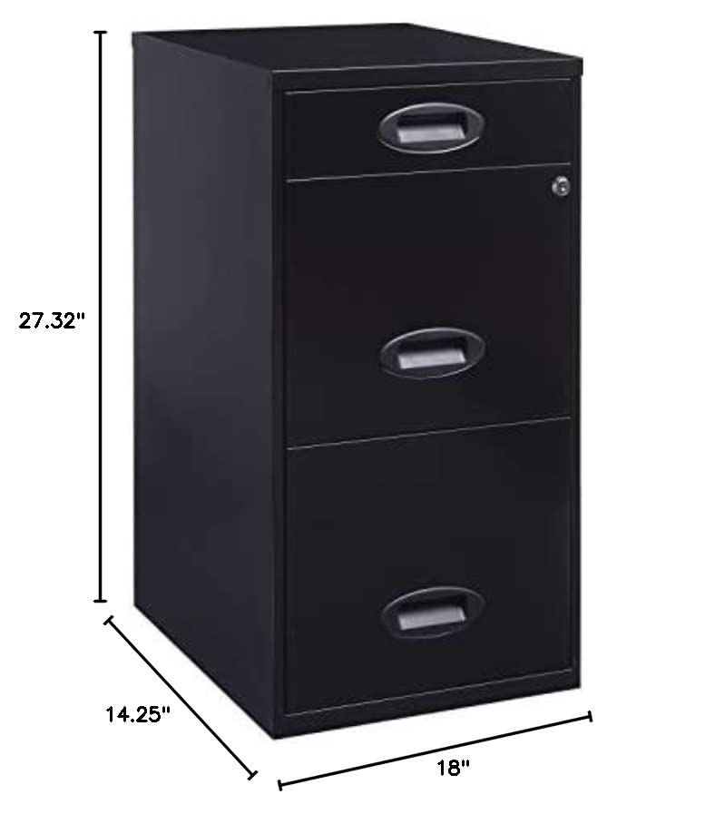 Space Solutions 3 Drawer Metal File with Pencil Drawer Black