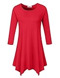 BELAROI Women 3/4 sleeve Swing Tunic Tops Plus size T Shirt (3X, Red)