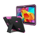 Galaxy Tab 4 10.1 Case, Kuteck® Samsung Galaxy Tab 4 10.1 Tablet SM-T530 T531 T535 Case - High Impact Resistant Full-body Protection Hybrid Armor Defender Case Convertible Built in Stand for Samsung Galaxy Tab 4 10.0 with 1 Stylus (Hot Pink / Black)