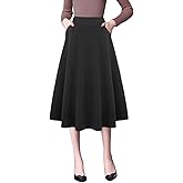 IDEALSANXUN Plaid Skirts for Womens Fall Winter High Waist Aline Pleated Midi Skirts