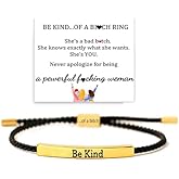 KHKINDPRO Be Kind of a Bitch Bracelet, Stainless Steel Best Bitches Motivational Tube Bracelet Adjustable Hand Braided Wrap Bracelet for Women Jewelry Gifts Inspirational Gifts for