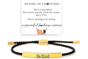KHKINDPRO Be Kind of a Bitch Bracelet, Stainless Steel Best Bitches Motivational Tube Bracelet Adjustable Hand Braided Wrap Bracelet for Women Jewelry Gifts Inspirational Gifts for