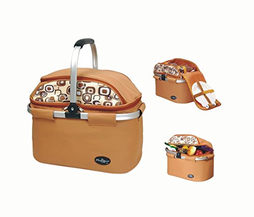 Aluminum Framed Picnic Cooler Basket in Brown for 4