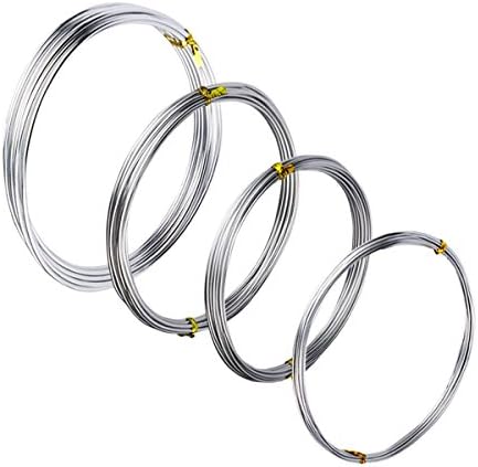 4 Rolls Silver Aluminum Craft Wire, Bendable Metal Wire for DIY Sculpture and Crafts, 4 Sizes (1 mm, 1.5 mm, 2 mm and 2.5 mm in Thickness)