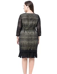 chicwe de la mujer Plus tamaño vestido con forro de contraste de encaje y dobladillo plisada tamaño 14 - 32