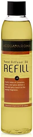 Acqua AromaAcqua Aroma Cinnamon & Spice Reed Diffuser Oil Refill 6.8 FL OZ (200ml) Contains Essencial Oils Handcrafted Made in Brazil