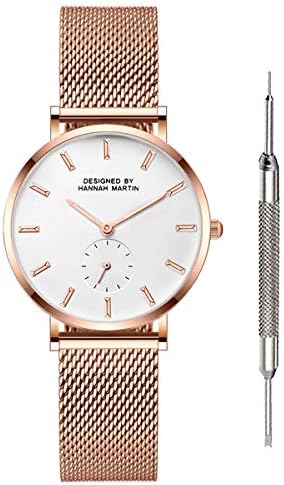 Women's Watches Fashion Quartz Bracelet Wrist Watch Rose Gold Stainless Steel Mesh Band Analog Ladies Watch