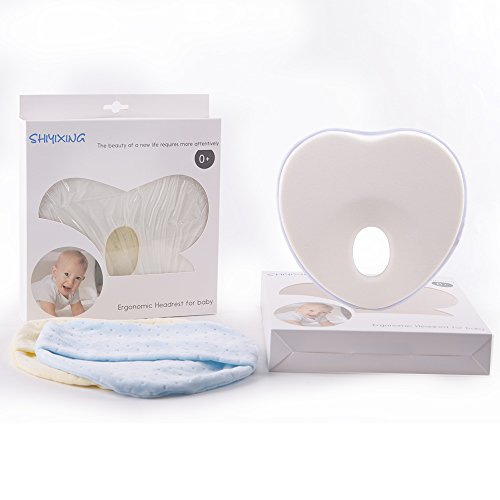 Baby Pillow for Prevention and correction of flat head syndrome- 2 velvet pillowcasesï¼ŒPrevent Plagiocephaly for Infantsï¼ˆHeart shaped gift of protectionï¼‰