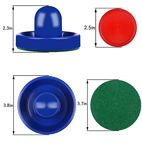 Air Hockey Pucks,Air Hockey Replacement Set for Air Hockey Table Family Game,Air Hockey Pucks and Paddles Red&Blue(4 Striker with Pads,8 Pucks)