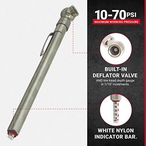 Milton S920 Pencil Tire Pressure Gauge With Tread Depth Gauge, Built