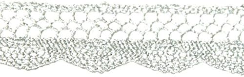 20mm Essential Trimmings Crochet Effect Metallic Lace Trimming Light Silver - per metre