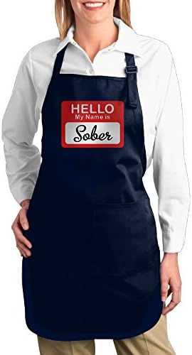 Adjustable Hello My Name Is Sober Aprons With 2 Pockets Commercial Restaurant And Home Kitchen Coffee Apron,Weith 70cmheight 72cm