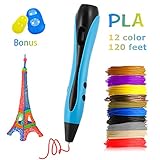 3D Pen for Model Doodling-Prototyping and Arts Crafts DIY Kids Adults, 3D Drawing Printing Pen with 18 Colors 180 Feet 1.75mm PLA Filament Refills-Blue by Me Suger