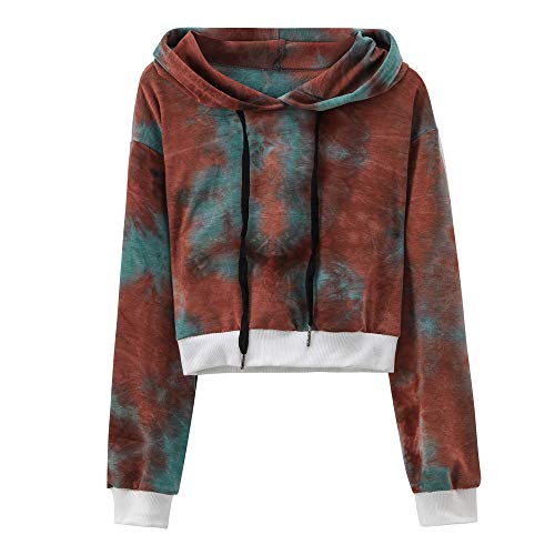 XOWRTE Women's Sweatshirt Printed Hooded Short Hoodie Fall Winter Pullover Tops