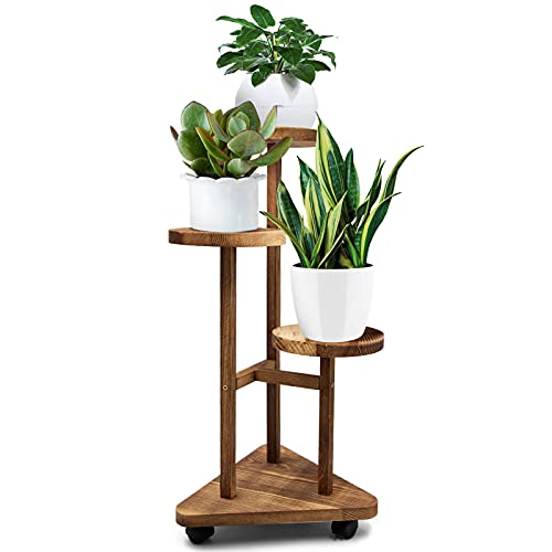 GEEBOBO 3 Tier Plant Stand, Tall Wood Plant Shelf
