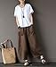 Aeneontrue Women's Patchwork Wide Leg Pants Trousers with Big Pockets (Large, Style1_Brown)