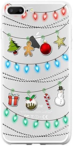 JAMMYLIZARD Clear Case for Apple iPhone 7 Plus and iPhone 8 Plus | Transparent Silicone Gel Xmas Back Cover with Christmas Sketch Pattern, Xmas Garland