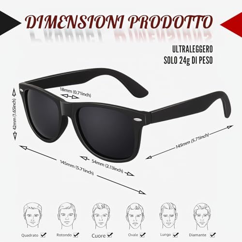 Sunier Men's Women's Classic Polarized Sunglasses 80's Guide 100% UV400 Protection