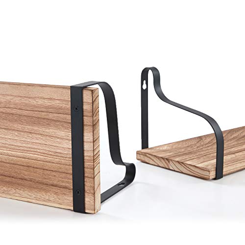 HOMBYS Floating Shelves Wall Mounted Set of 3 Hanging Wood Shelves for Bedroom Bathroom or Kitchen