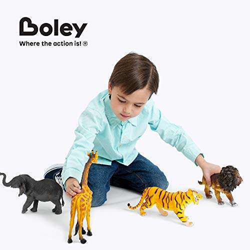Boley 4 Piece Jumbo 11" Safari Animals Set - Large Zoo Animals and Jungle Animals Set - Includes Elephant, Giraffe, Lion, and Tiger - Ideal Educational Toy for Kids, Children, Toddlers