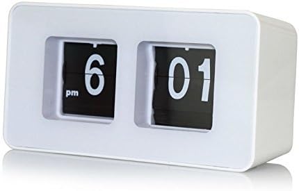 Classic Flip Desk Clock, Mini Butterball Digital Table File Down Page Wall Hanging Clock for Bedroom, Office, Kitchen (White)