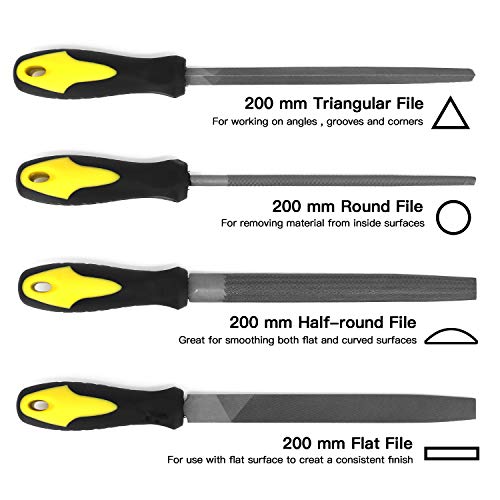 18Pcs File Set, Round and Flat File Kits are Made of Precision Grade High Carbon-Steel, 4 Flat/Half-round/Round/Triangle Files Tool, 14 Needle Files Set for Woodwork Metal Model Hobby Applications - Thumbnail 2