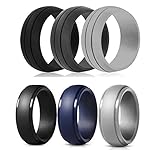 WANTech Silicone Wedding Rings for Men, 6 Pack Silicone Rubber Wedding Bands, Weight Training, Sports, Military, Work, Hunting, Exercise Travel and Outdoors