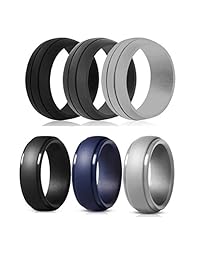 Anillos de boda de silicona WANTech para hombres, 6 unidades de bandas de boda de goma de silicona, entrenamiento de peso, deportes, militar, trabajo, caza, ejercicio de viaje y al aire libre