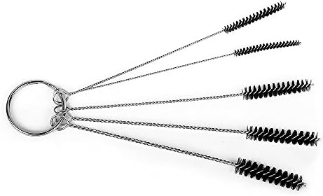 Anntlent 4 Inch Nylon Tube Brush Cleaning Set Carburetor Carbon Dirt Jet Remove 5 Brushes Tool with Wire Loop Handle