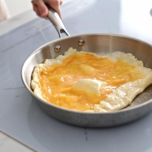 Frigideira tripla de três camadas Natural, 20 cm, aço inoxidável, adequada para indução, antiaderente